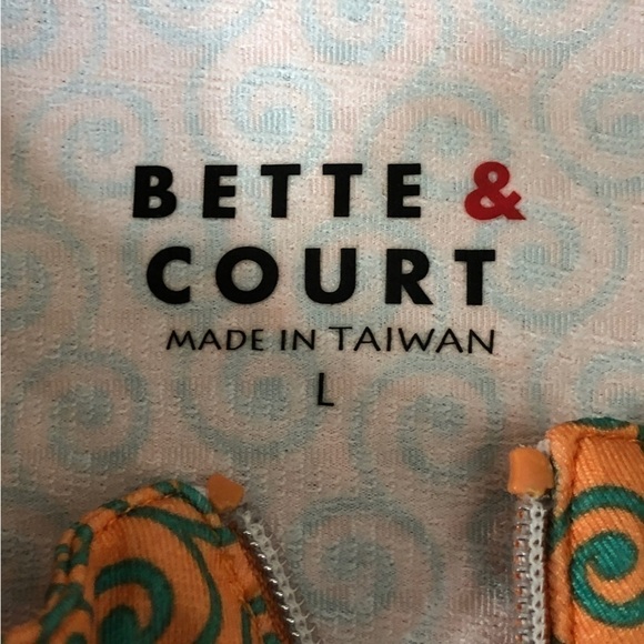 NEW - SWING, BETTE & COURT - Orange & Green Quarter Zip Long Sleeve Top - Size L - Picture 5 of 7